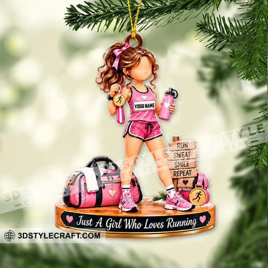 Just A Girl Who Loves Running Home Decor, Christmas Ornament, Personalized Ornament style option 4