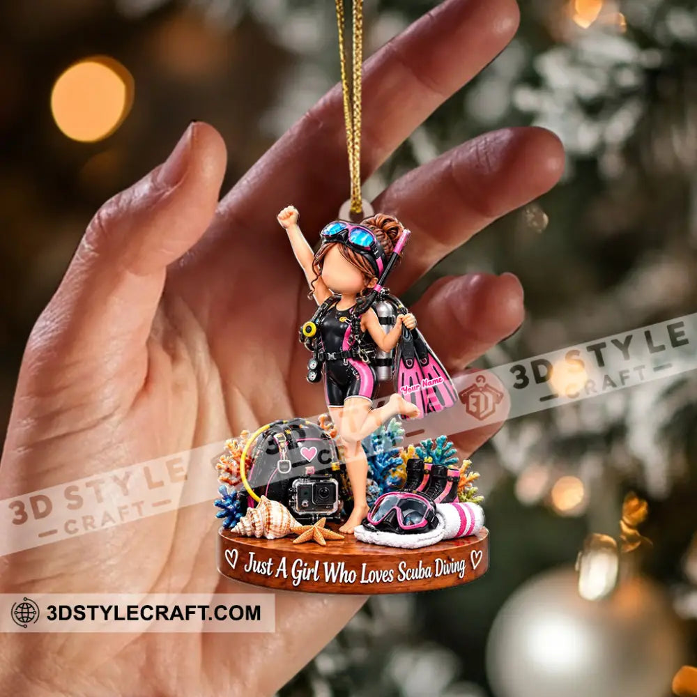 Just A Girl Who Loves Scuba Diving Home Decor Christmas Ornament Personalized Ornament - Ornament