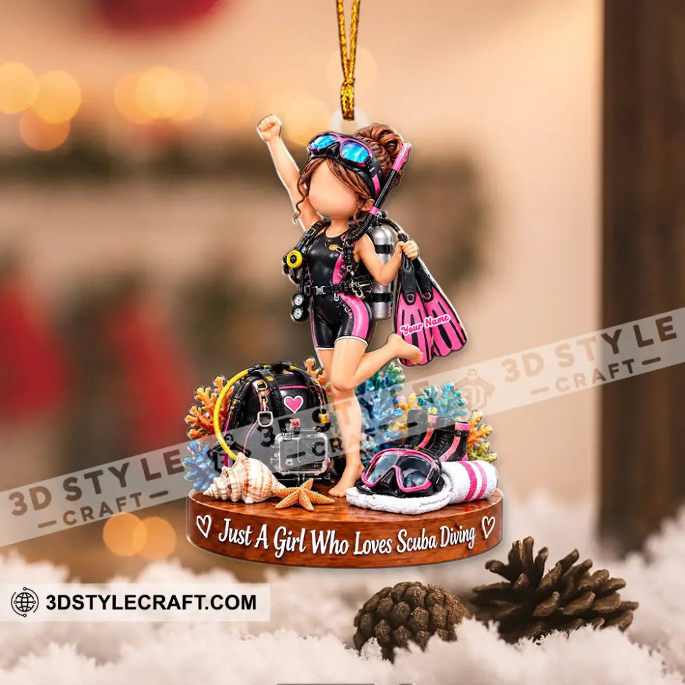 Just A Girl Who Loves Scuba Diving Home Decor Christmas Ornament Personalized Ornament - Ornament