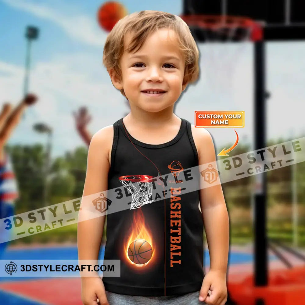 Kids Clothing Custom Name Basketball Tank And Shorts Toddler Top & Matching T-Shirt