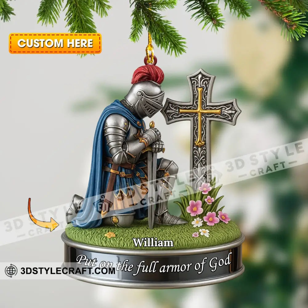 Kneeing Knight Gift For Christian Home Decor Christmas Ornament Personalized Ornament 3.54’’ / 1 Ornament Ornament