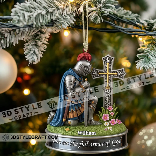 Kneeing Knight Gift For Christian, Home Decor, Christmas Ornament, Personalized Ornament style option 3