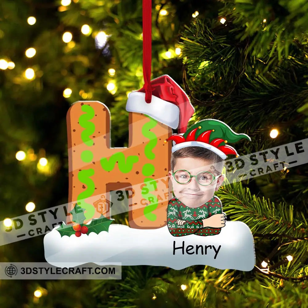 Letter And Kid Christmas - Custom Photo Name Personalized Acrylic Ornament Gift For Family