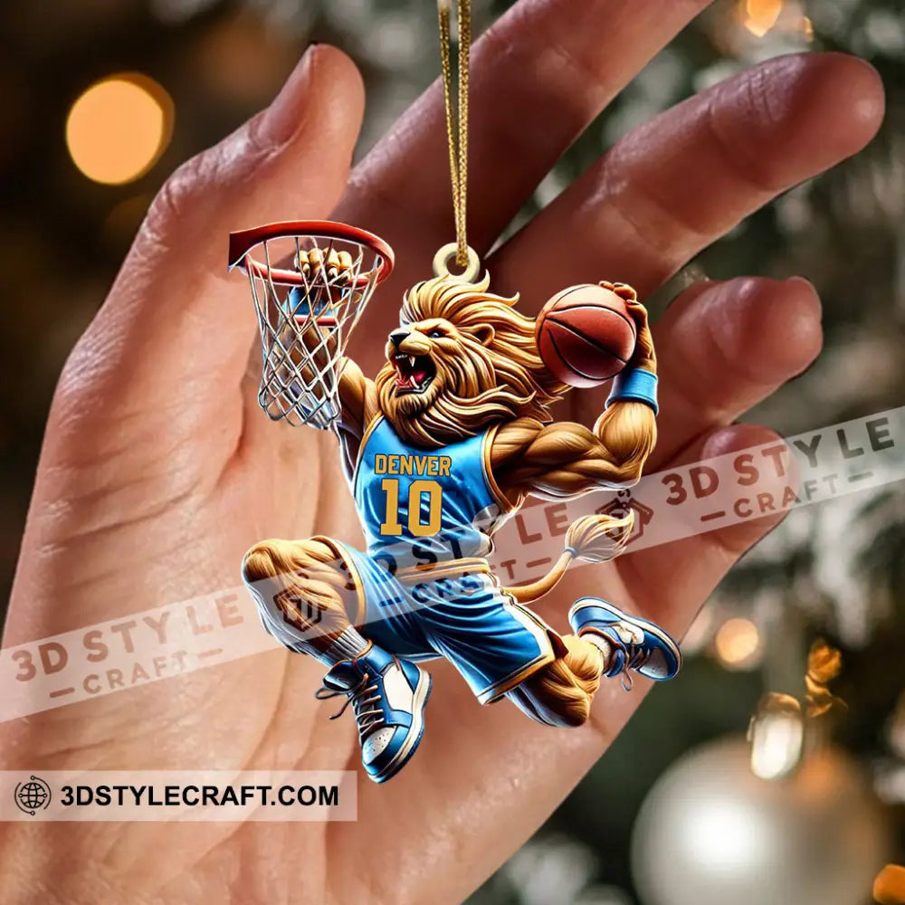 Lion Basketball Christmas Ornament Personalized