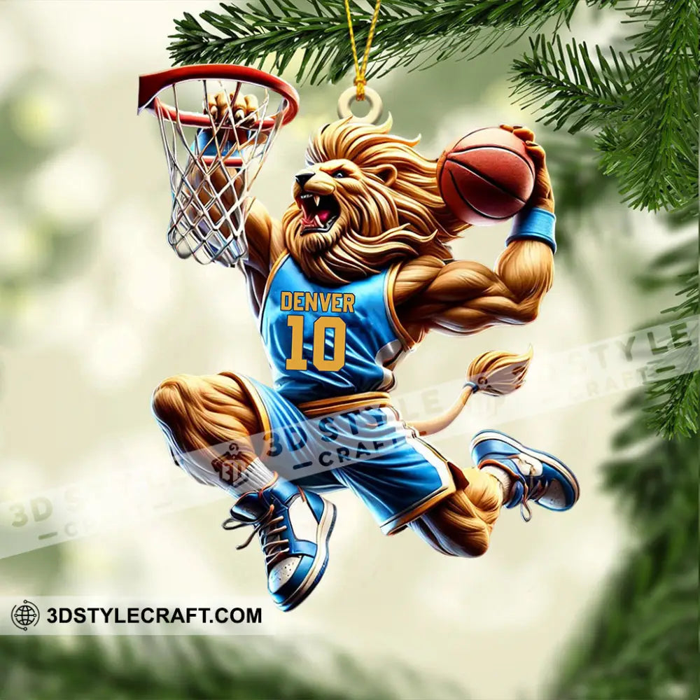 Lion Basketball Christmas Ornament Personalized