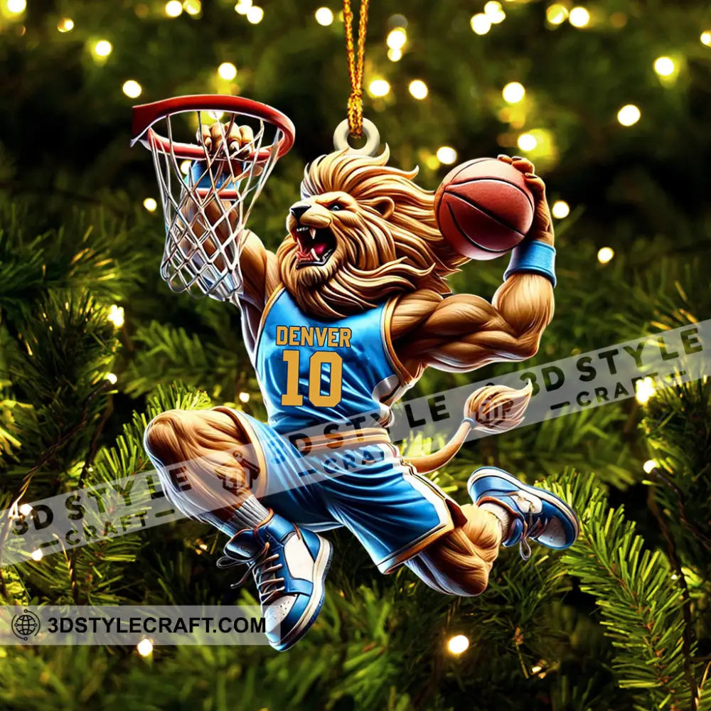 Lion Basketball Christmas Ornament Personalized