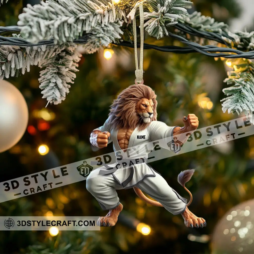 Lion Karate Christmas Ornament Personalized