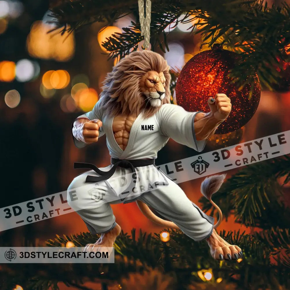 Lion Karate Christmas Ornament Personalized