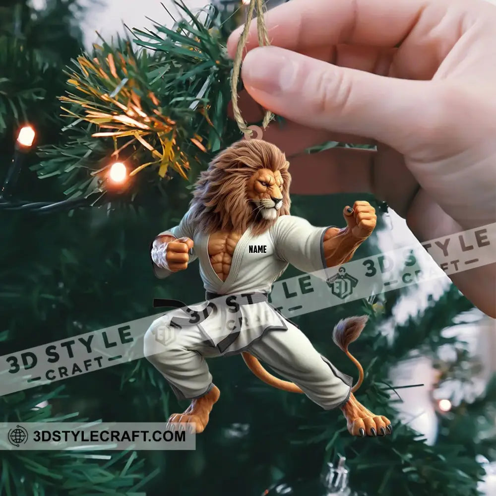 Lion Karate Christmas Ornament Personalized