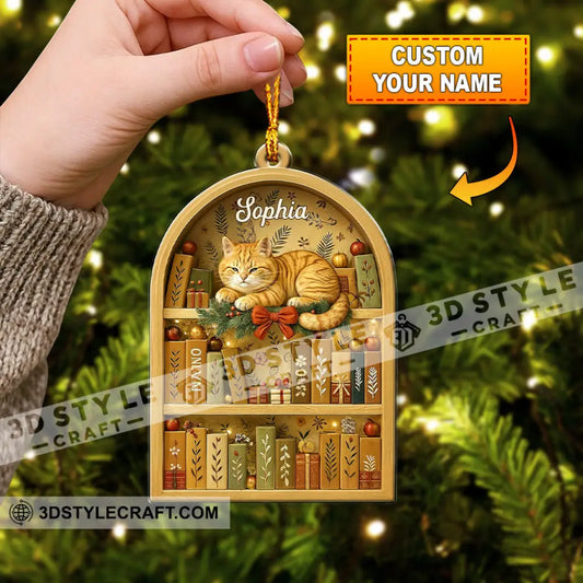 Love Book And Cat Home Decor Christmas Ornament Personalized Ornament 3.54’’ / 1 Ornament Ornament