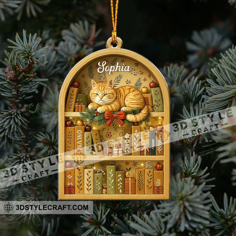 Love Book And Cat Home Decor Christmas Ornament Personalized Ornament Ornament