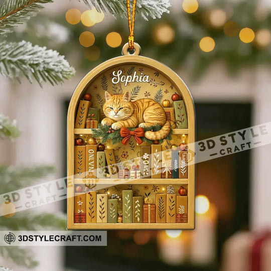 Love Book And Cat Home Decor, Christmas Ornament, Personalized Ornament style option 4