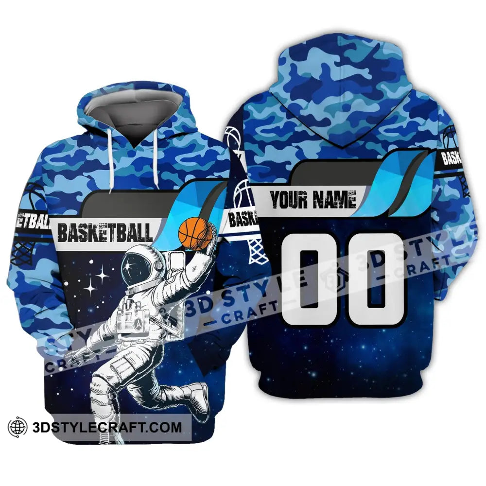 Man Shirt Basketball Custom Name T-Shirt Astronaut Gift For Player Hoodie / S