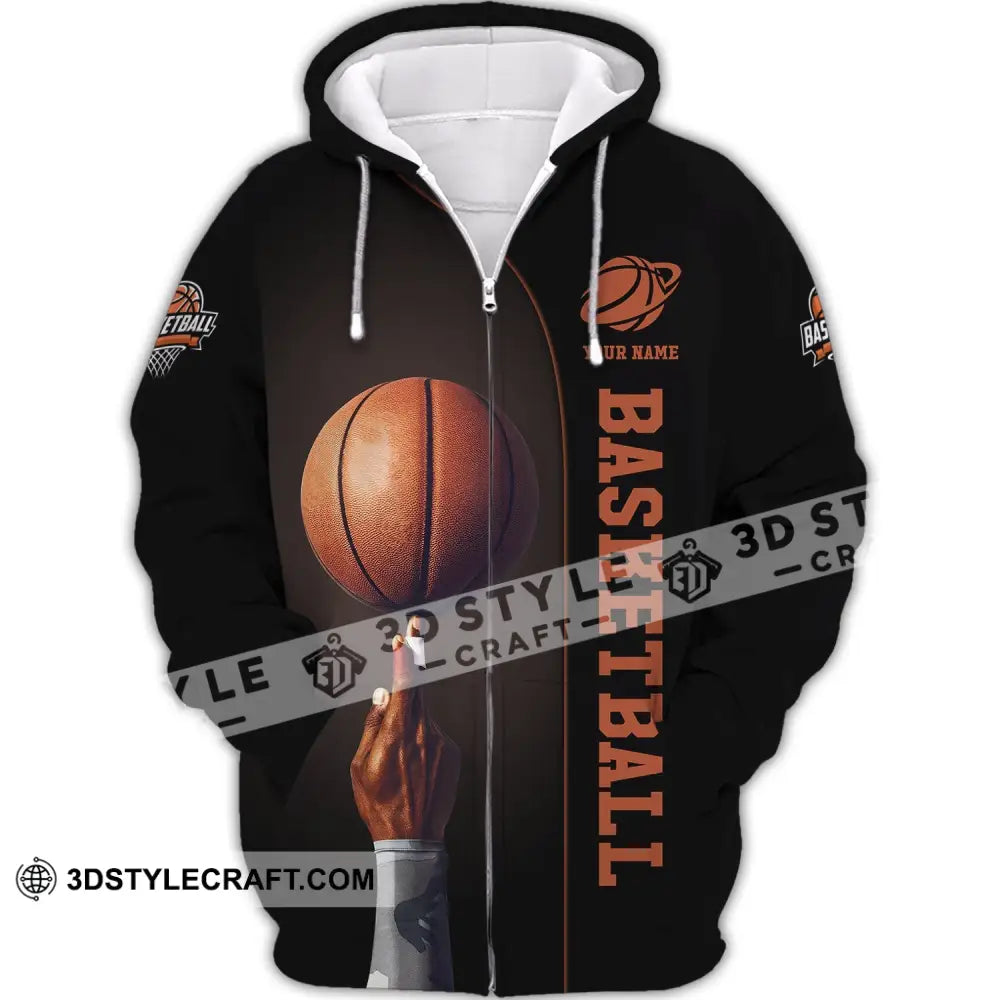 Man Shirt Basketball Custom Name T-Shirt Clothing Gift For Player Zipper Hoodie / S