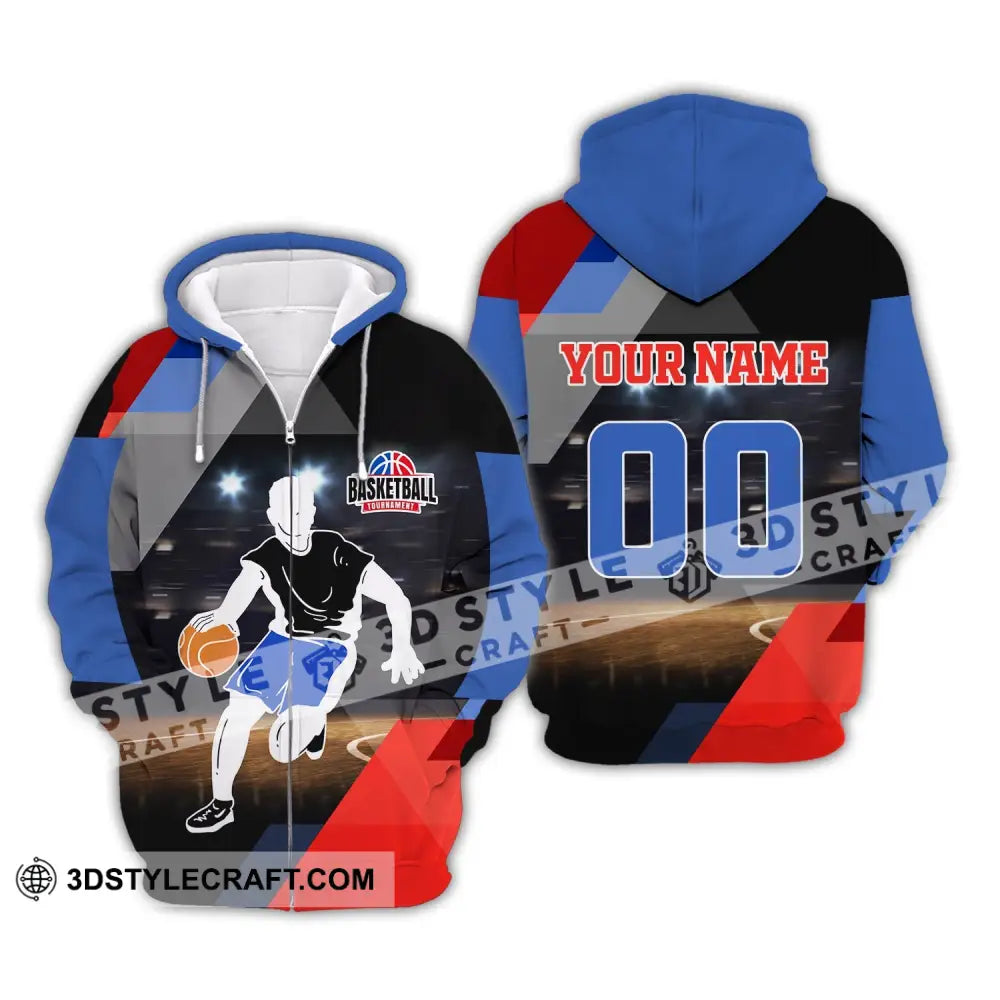 Man Shirt Basketball Custom Name T-Shirt Tournament Gift For Player Zipper Hoodie / S