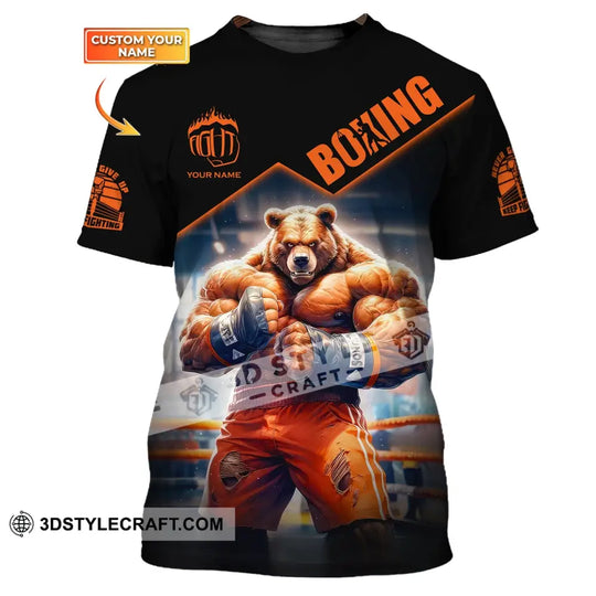 Man Shirt, Boxing Shirt, Custom Name T-Shirt, Boxing Bear, Gift for Boxing Lover style option 1