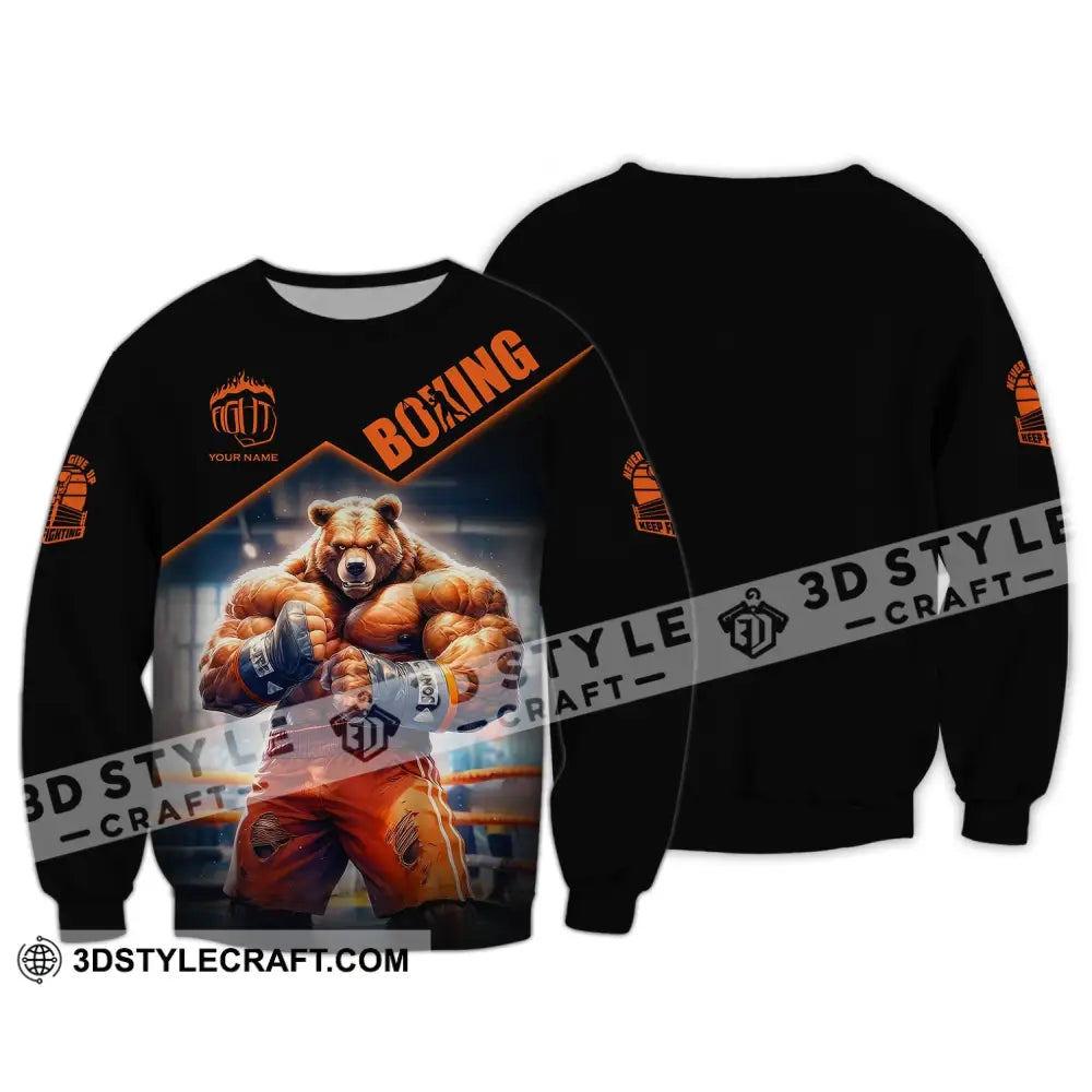 Man Shirt Boxing Custom Name T-Shirt Bear Gift For Lover Long Sleeve / S