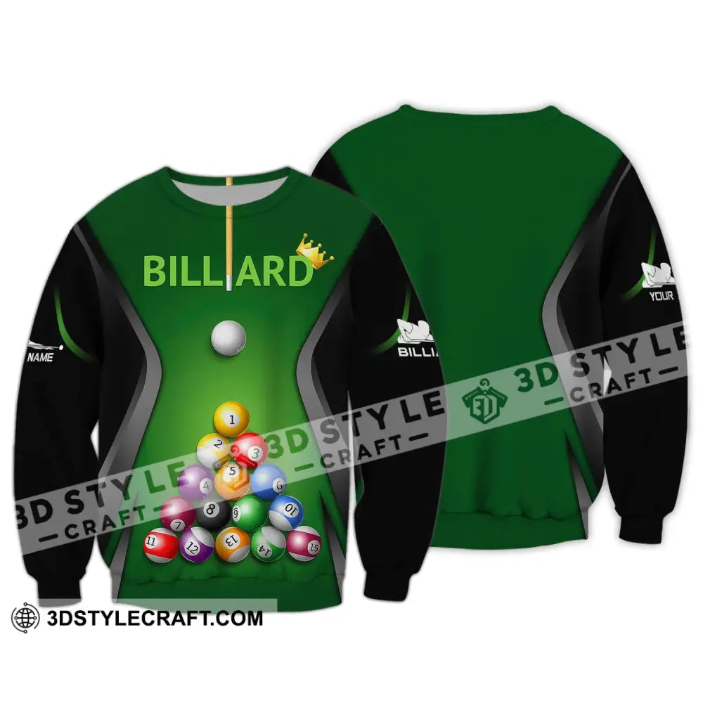 Man Shirt Custom Billiards Polo T-Shirt Balls For Players Long Sleeve / S T-Shirt