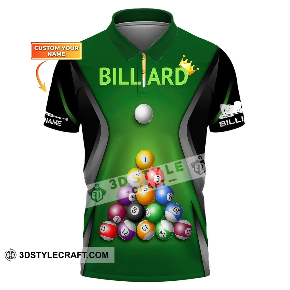 Man Shirt Custom Billiards Polo T-Shirt Balls For Players / S T-Shirt