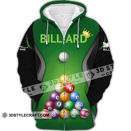 Man Shirt Custom Billiards Polo T-Shirt Balls For Players Zipper Hoodie / S T-Shirt