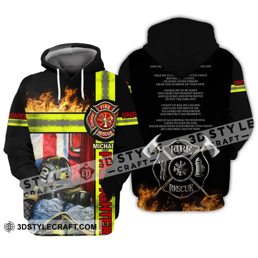 Man Shirt - Custom Fireman Name T-Shirt Fire Fighter Clothing Hoodie / S T-Shirt