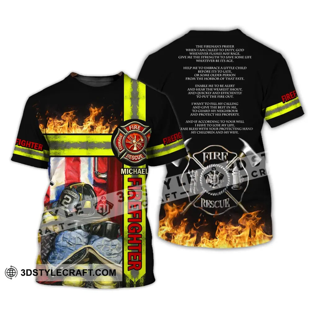 Man Shirt - Custom Fireman Name T-Shirt Fire Fighter Clothing / S T-Shirt