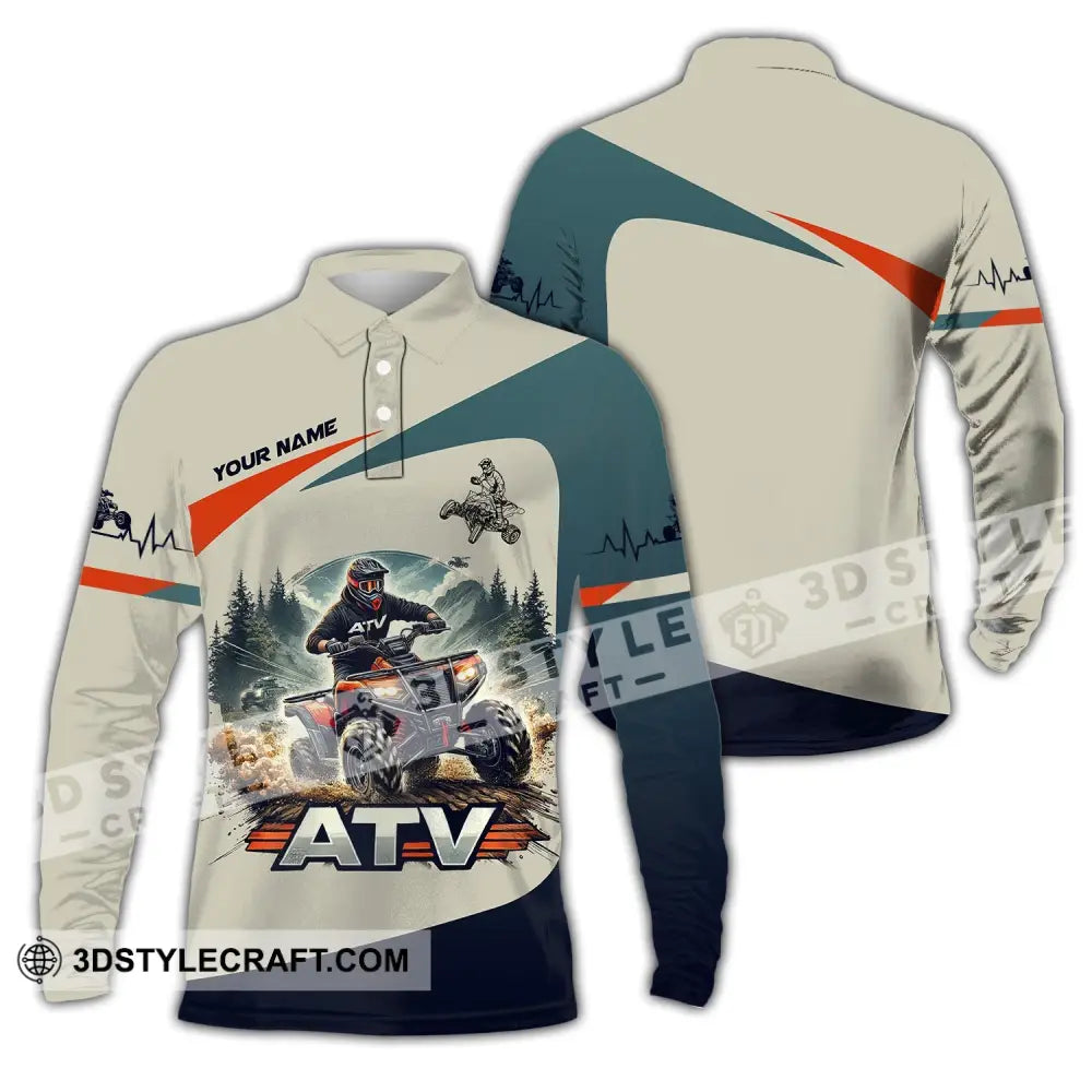 Man Shirt Custom Name All-Terrain Vehicle Atv Bike Polo Long Sleeve Gift / S T-Shirt