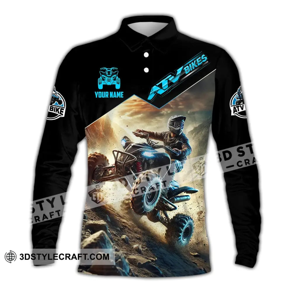 Man Shirt Custom Name Mountain Bike Polo Long Sleeve Gift / S T-Shirt