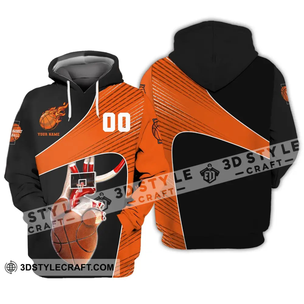 Man Shirt Custom Name And Number Basketball Heart Gift For Player Hoodie / S T-Shirt