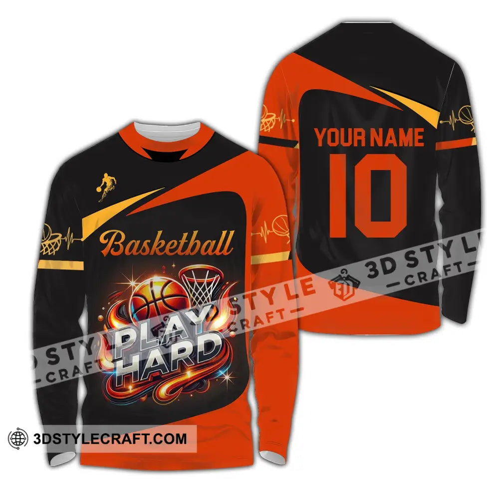 Man Shirt Custom Name And Number Basketball Polo Long Sleeve Club Uniform Lover Gift / S T-Shirt