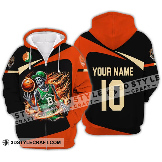 Man Shirt Custom Name And Number Basketball Polo Long Sleeve Club Uniform Lover Gift Zipper Hoodie