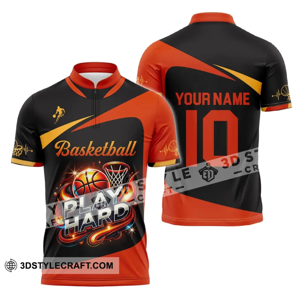 Man Shirt Custom Name And Number Basketball Polo Long Sleeve Club Uniform Lover Gift Zipper / S