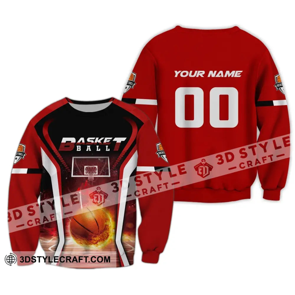 Man Shirt Custom Name And Number Basketball T-Shirt Gift For Player Long Sleeve / S