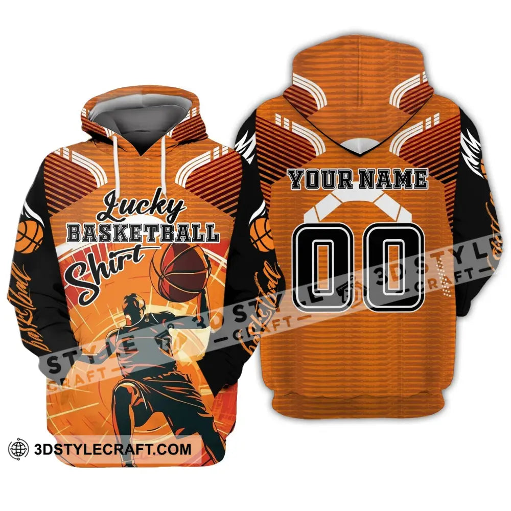 Man Shirt Custom Name And Number Basketball T-Shirt Lucky Gift For Player Hoodie / S T-Shirt