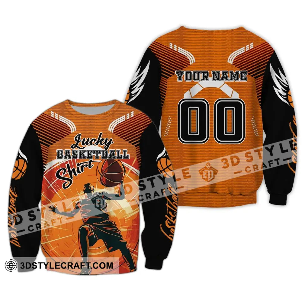 Man Shirt Custom Name And Number Basketball T-Shirt Lucky Gift For Player Long Sleeve / S T-Shirt