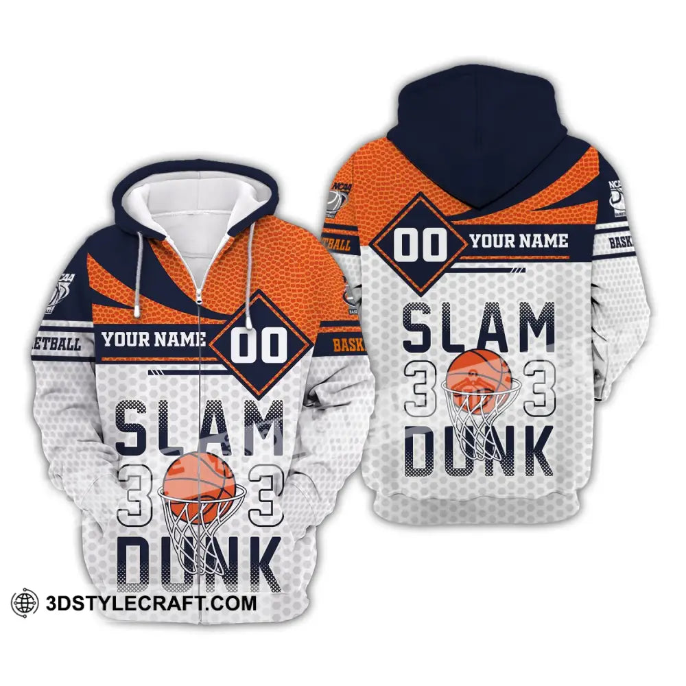 Man Shirt Custom Name And Number Basketball T-Shirt Slam Dunk Gift For Player Zipper Hoodie / S