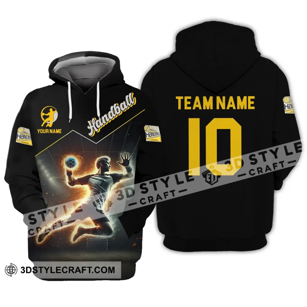 Man Shirt Custom Name And Number Handball Player Hoodie Polo Long Sleeve / S T-Shirt