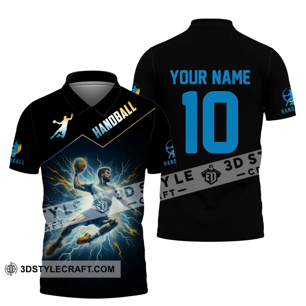 Man Shirt Custom Name And Number Handball Player Hoodie Polo Long Sleeve / S T-Shirt