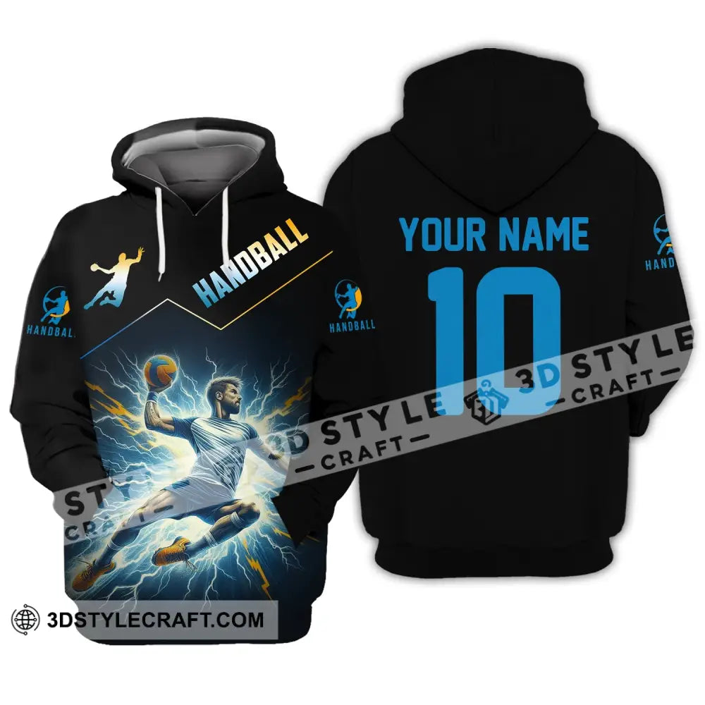 Man Shirt Custom Name And Number Handball Player Hoodie Polo Long Sleeve / S T-Shirt