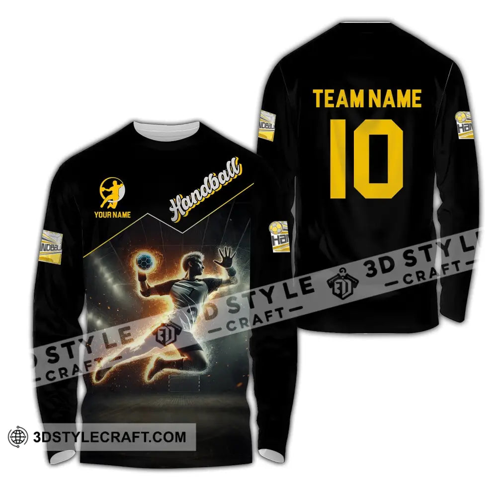 Man Shirt Custom Name And Number Handball Player Hoodie Polo Long Sleeve / S T-Shirt