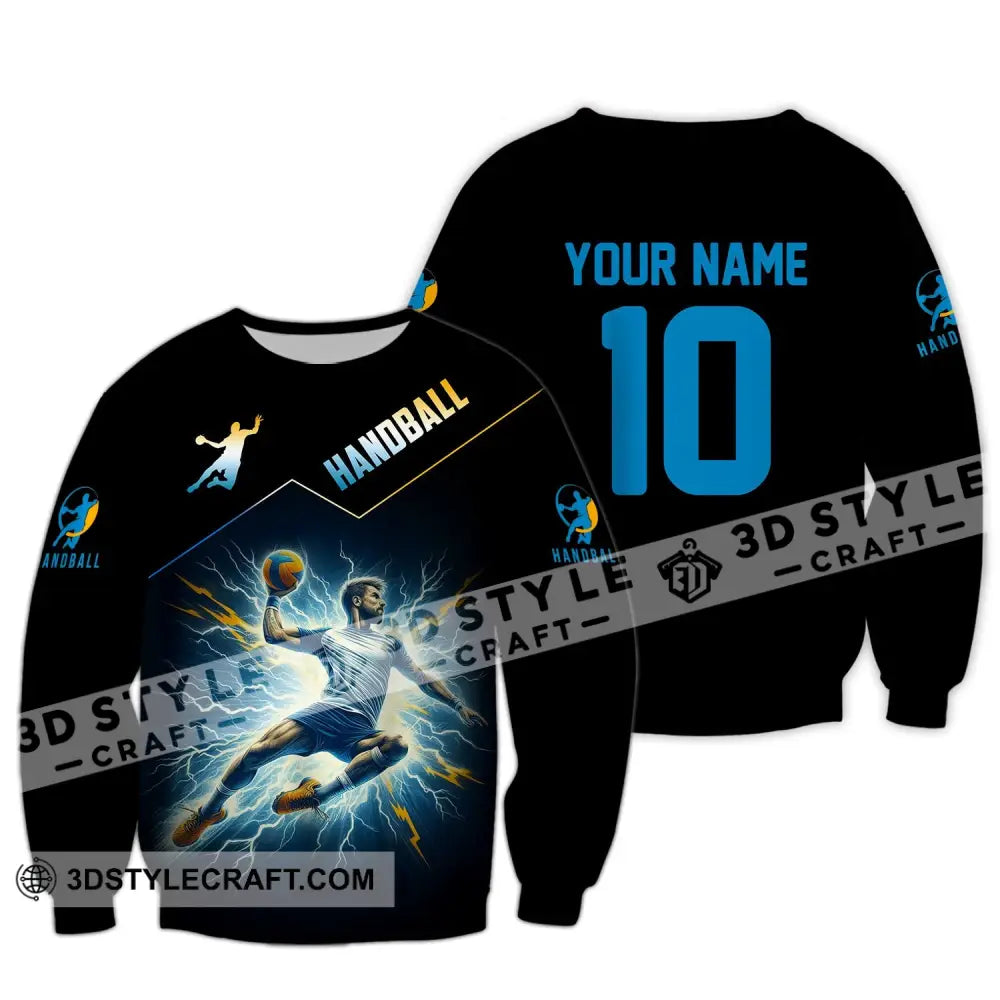 Man Shirt Custom Name And Number Handball Player Hoodie Polo Long Sleeve / S T-Shirt