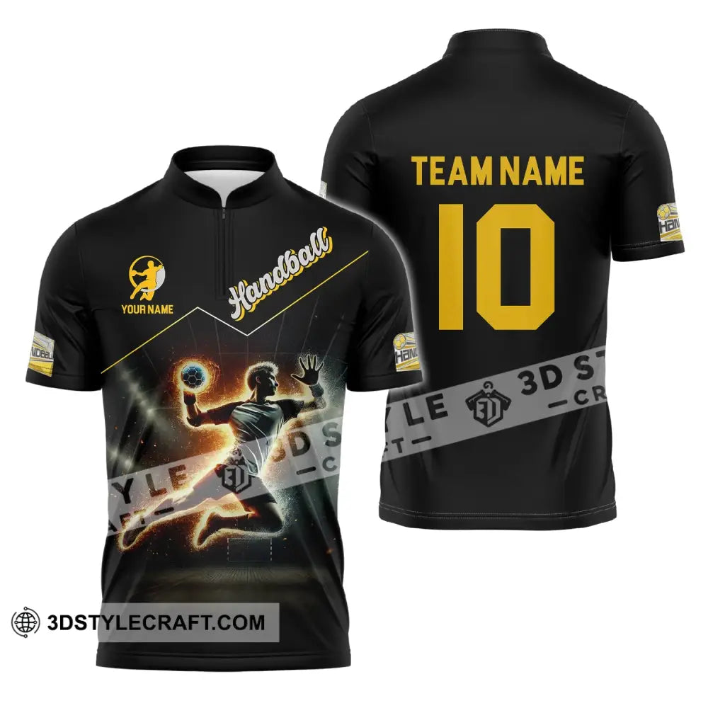 Man Shirt Custom Name And Number Handball Player Hoodie Polo Long Sleeve Zipper / S T-Shirt