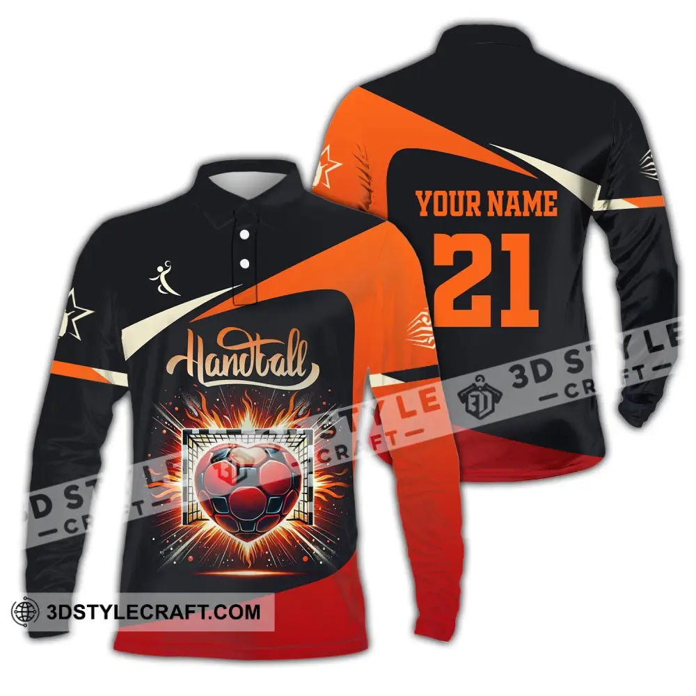 Man Shirt Custom Name And Number Handball Polo Long Sleeve Club Uniform Lover Gift / S T-Shirt