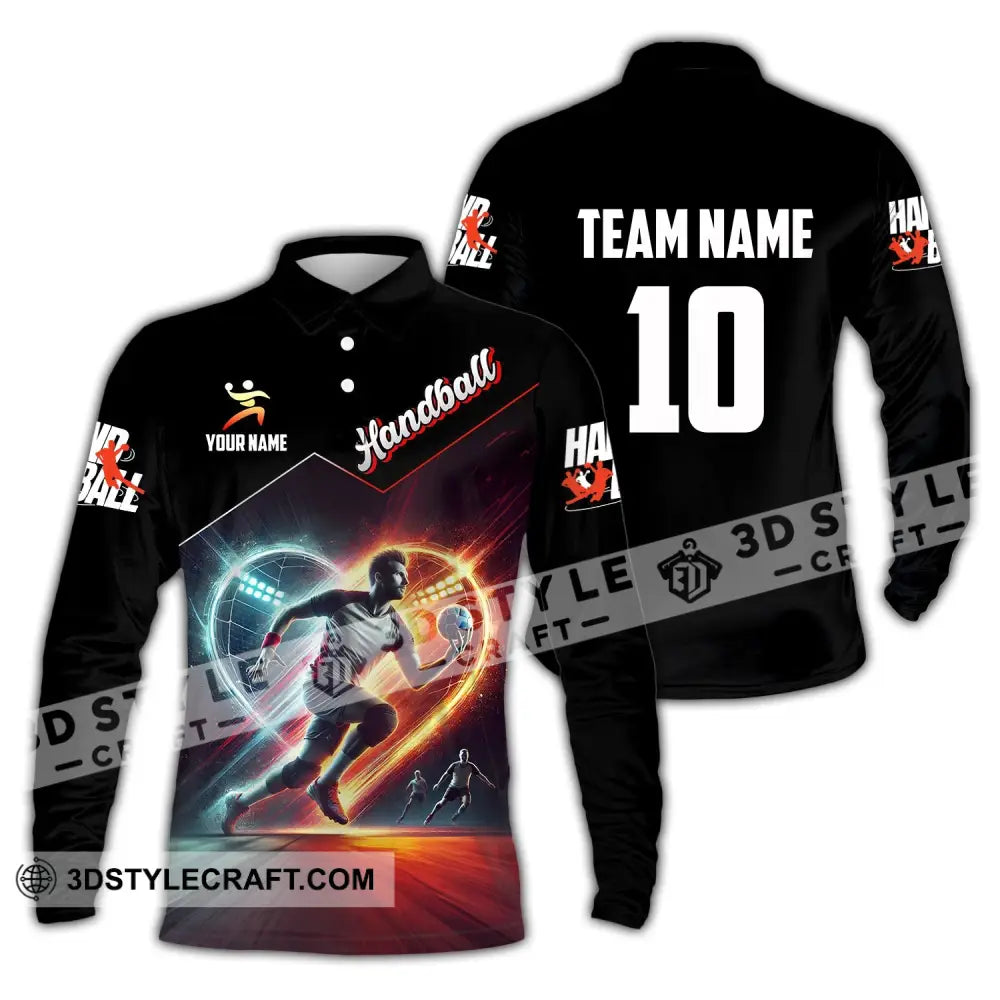 Man Shirt Custom Name And Number Handball Polo Long Sleeve Club Uniform Lover Gift / S T-Shirt