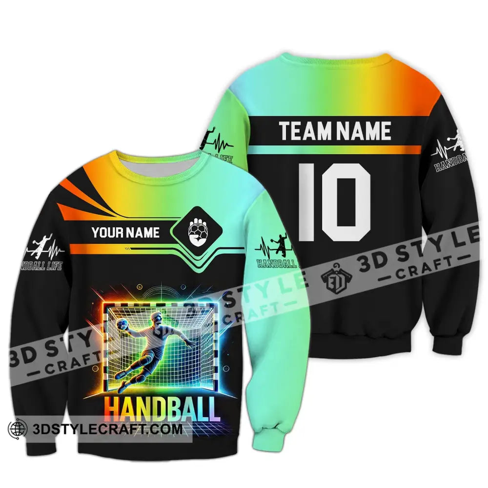 Man Shirt Custom Name And Number Handball Polo Long Sleeve Club Uniform Lover Gift / S T-Shirt