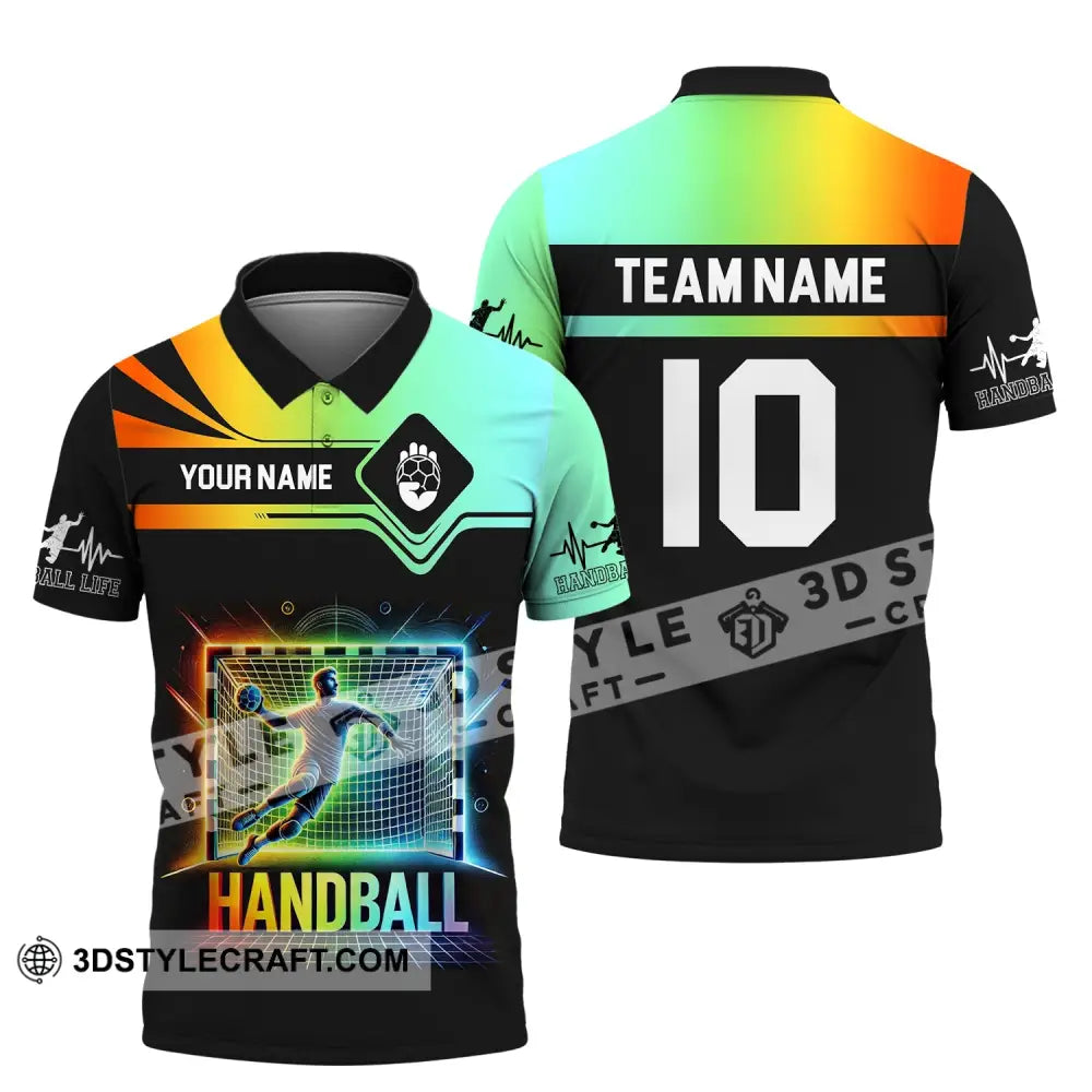 Man Shirt Custom Name And Number Handball Polo Long Sleeve Club Uniform Lover Gift / S T-Shirt