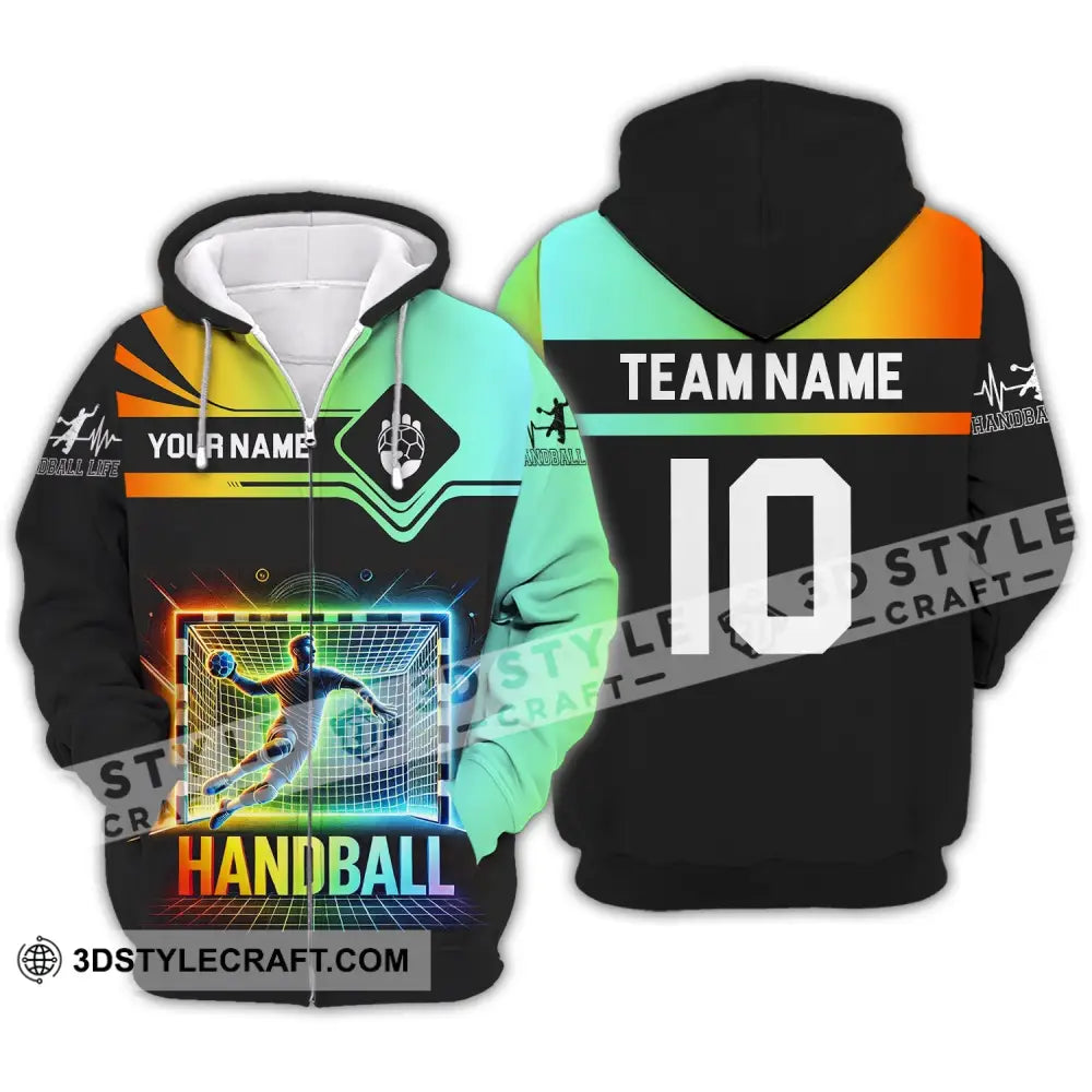 Man Shirt Custom Name And Number Handball Polo Long Sleeve Club Uniform Lover Gift Zipper Hoodie /