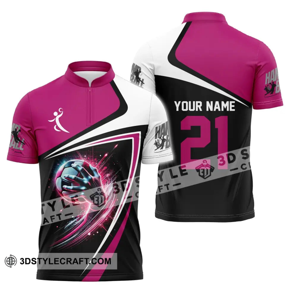 Man Shirt Custom Name And Number Handball Polo Long Sleeve Club Uniform Lover Gift Zipper / S