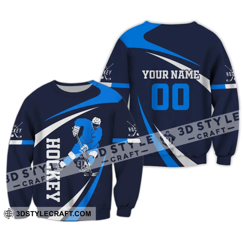 Man Shirt Custom Name And Number Ice Hockey T-Shirt Love Gift For Player Long Sleeve / S
