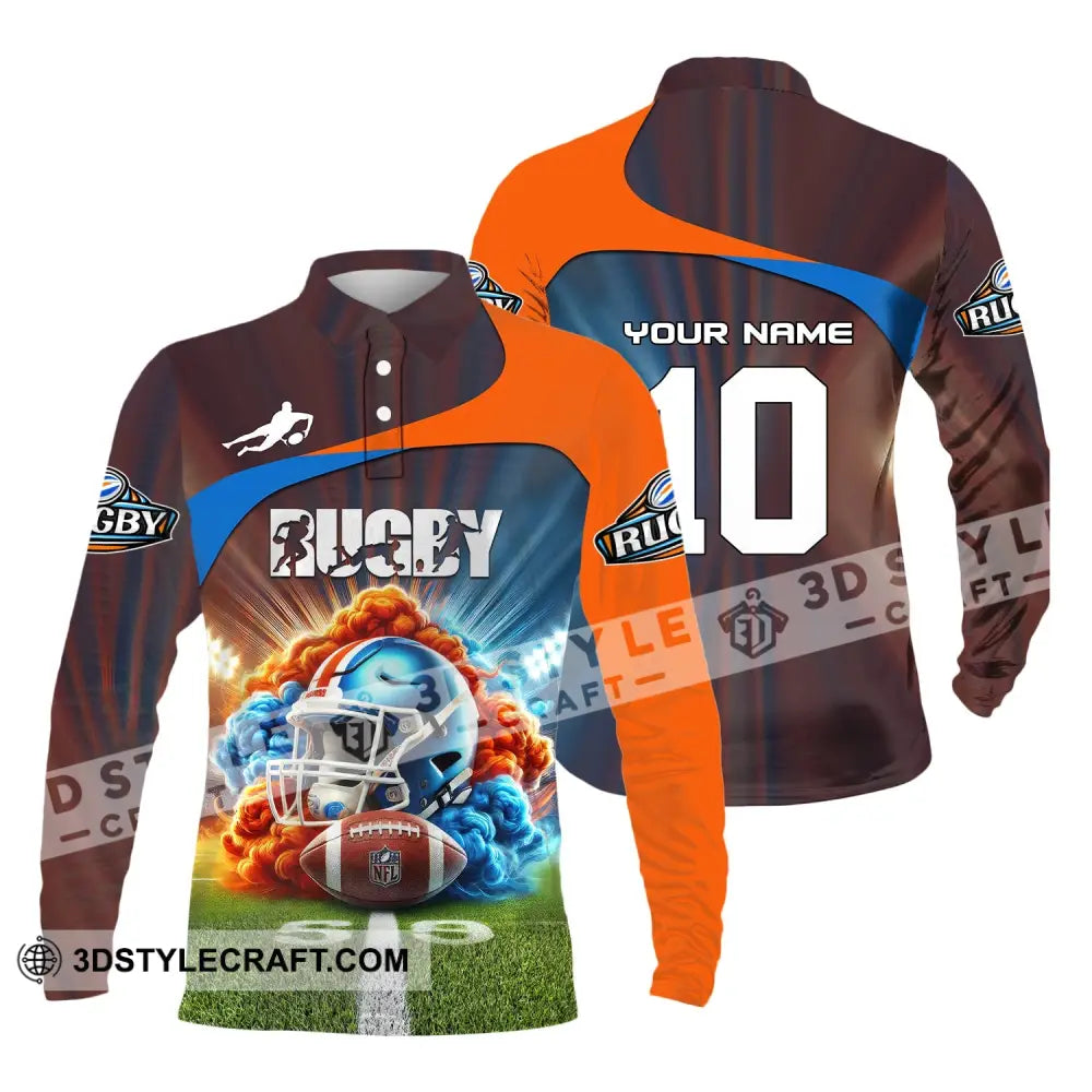 Man Shirt Custom Name And Number Rugby Football T-Shirt Hoodie Long Sleeve Gift For Lovers Polo / S